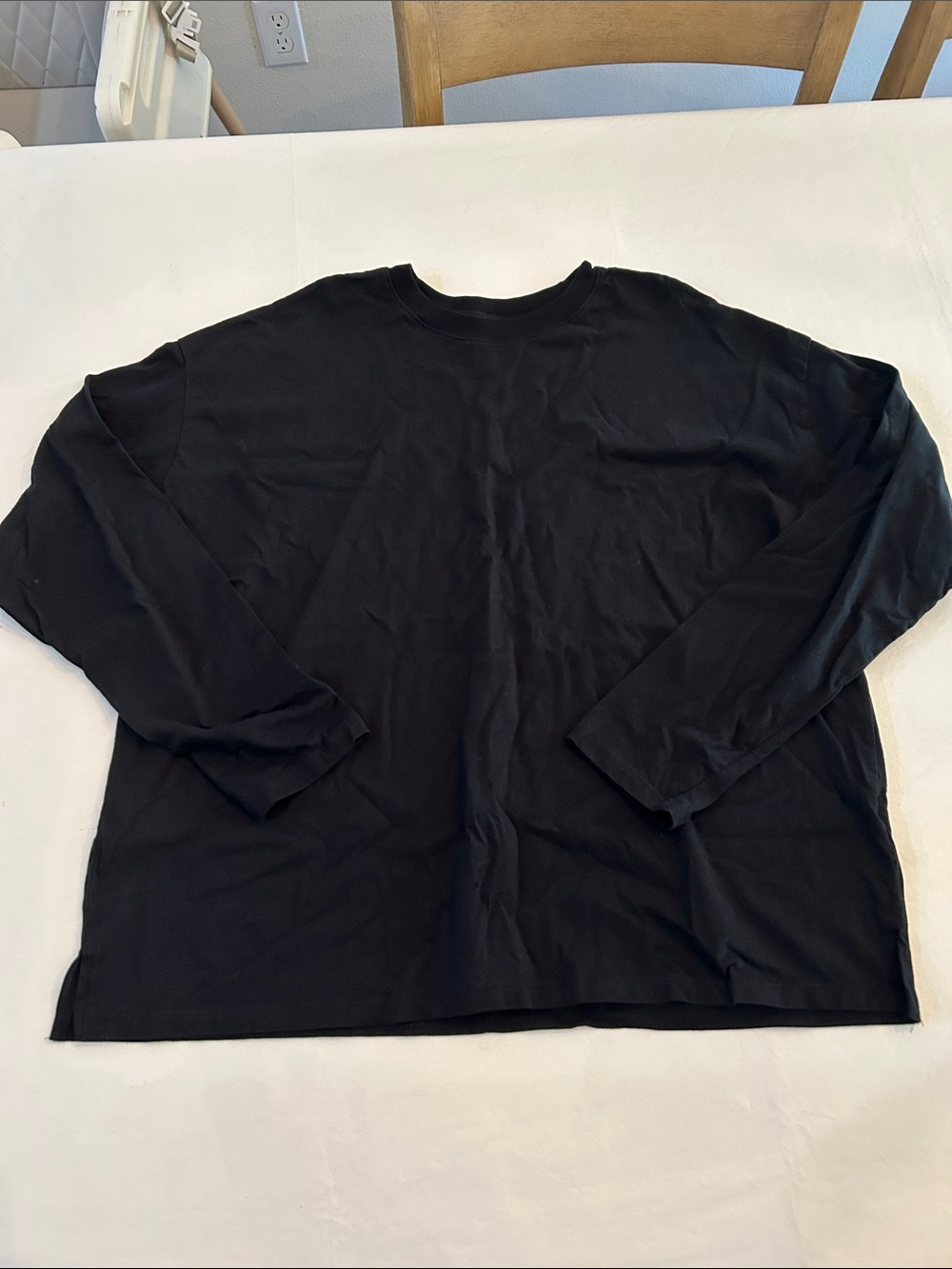 a new day Black Long-Sleeve Crewneck Tee